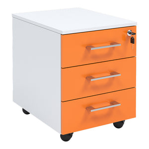 3 Drawer Mobile Pedestal Element – Orange