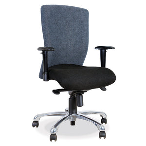 Athena operators mid back office chair in grey and black with synchro mechanism and chrome from Desk & Chair shop
