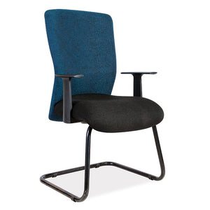 Athena office visitors chair in black and blue with arms from Desk & Chair shop