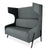 Chatterbox curved private lounge and reception seating with divider in grey from Desk & Chair shop