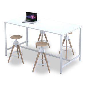 Glacier high meeting table in white melamine and white steel legs from Desk & Chair shop