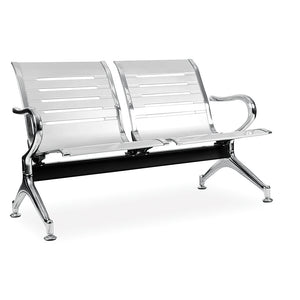 2-seater public seating chairs in silver for reception and waiting areas from Desk & Chair shop