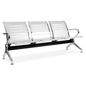 3-seater public seating chairs in silver for reception and waiting areas from Desk & Chair shop