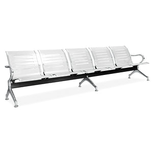 5-seater public seating chairs in silver for reception and waiting areas from Desk & Chair shop