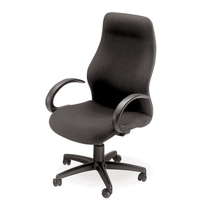 Colonel high back office chair in black fabric with gas lift,arms and wheels from Desk & Chair shop