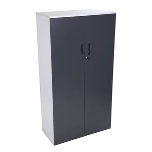 2 Door systems cupboard with storm grey doors and white carcass for files from Desk & Chair shop
