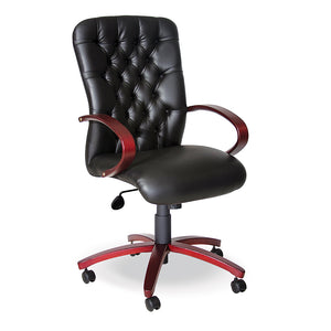 Tabby Bonded Leather high back office chair with wooden legs and gas lift from Desk & Chair shop