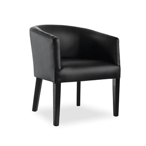 Wels office reception lounge tub chair in black bonded leather and black legs from Desk & Chair shop