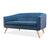 York office reception double seater lounge couch in blue fabric and wooden legs from Desk & Chair shop