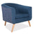 York office reception single seater lounge chair/couch in blue fabric and wooden legs from Desk & Chair shop