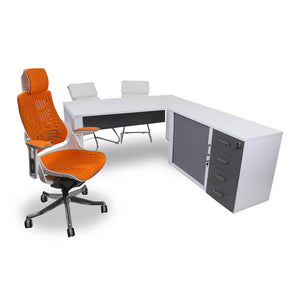 Element Managerial Desk with Pedenza - Storm Grey
