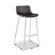 Sleek black bar stool with plastic shell and silver steel square legs, no arms from Desk & Chair shop