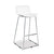 Sleek white bar stool with plastic shell and silver steel square legs, no arms from Desk & Chair shop