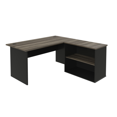 1600 x 800 Managerial Panel Desk with Open Storage - Monument Oak & Black