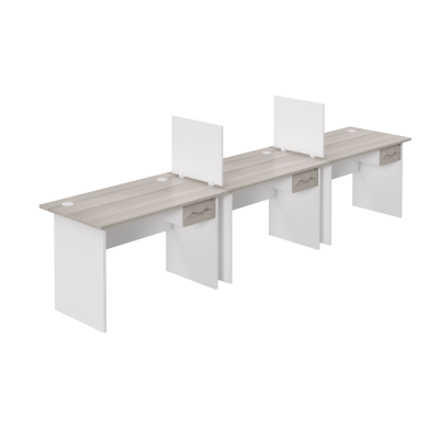 1200 x 600 3 Way Cluster Side by Side Panel Desk - Coimbra & White