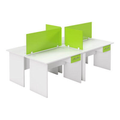 Bubble Range 4-Way Panel Cluster Desk - 1200x600 Lime Green