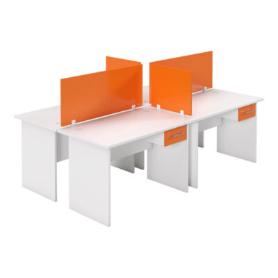 Bubble Range 4-Way Panel Cluster Desk - 1200x600 Orange