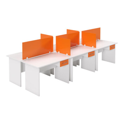 Bubble Range 6-Way Panel Cluster Desk - 1200x600 Orange