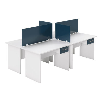 Bubble Range 4-Way Panel Cluster Desk - 1200x600 Petrol Blue