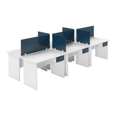 Bubble Range 6-Way Panel Cluster Desk - 1200x600 Petrol Blue