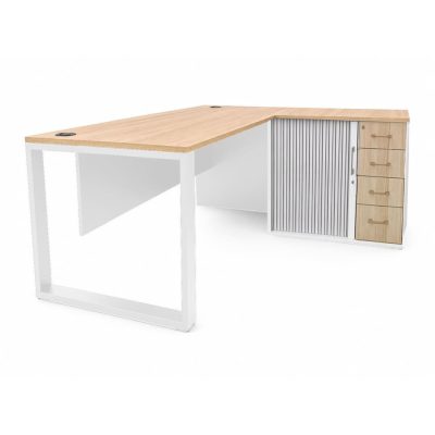 1600 Desk with Pedenza - Coimbra & White